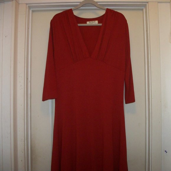 RUST ROMY STRECHY COTTON SWIINGY DRESS X LG - Picture 5 of 9